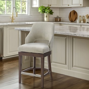 Jillian Upholstered Counter Stool with Cutout Back Design and Swivel Seat