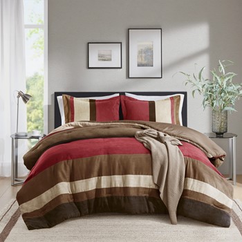 Wholesale Comfort Spaces Highland Stripe Pieced Faux Suede Comforter Set