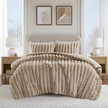 Jasmine 3 Piece Faux Fur Comforter Set