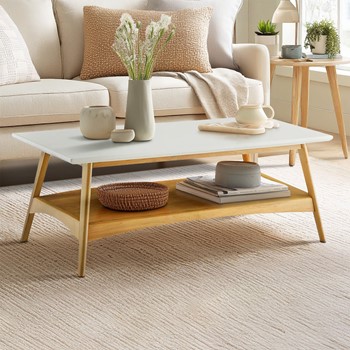 Parker Mid-century Coffee Table with Storage Shelf