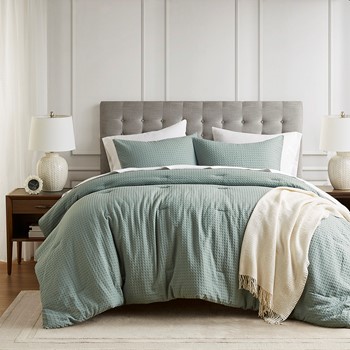 Aera Waffle Weave Textured Comforter Set