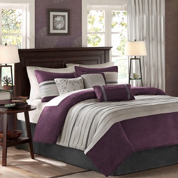Palmer 7 Piece Pieced Faux Suede Comforter Set
