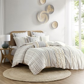 Imani Cotton Printed Duvet Cover Set with Chenille