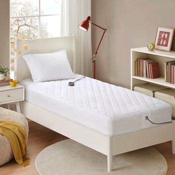 Cotton Deep Pocket Heated Mattress Pad-20 Heat Settings