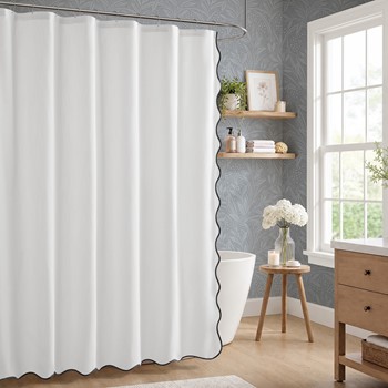 Wholesale Laura Ashley Petal Bloom Scalloped Shower Curtain