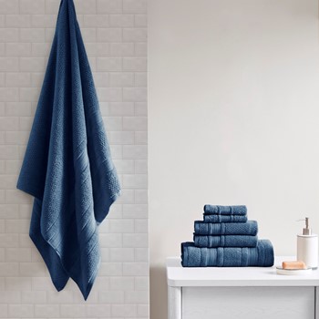 Shop Aubrey Bath Towel Navy, Bath Linens