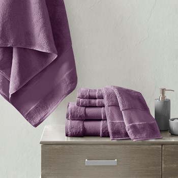 Madison Park Signature - 800GSM 100% Cotton 8 Piece Towel Set - Purple