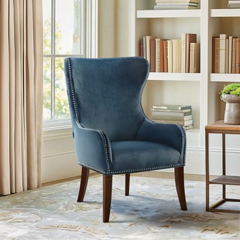 Hancock Button Tufted Wingback Accent Chair with Nailhead Trim