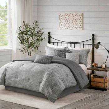 Wholesale Madison Park Walter 7 Piece Printed Seersucker Comforter Set