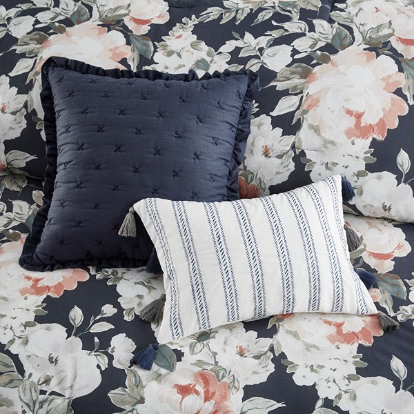 Navy Solid Chenille Decorative Pillow Set, Mainstays, 18 x 18, 2 Pieces 