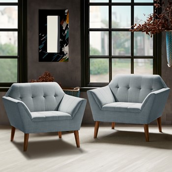 Newport Wide Mid-Century Modern Lounge Chair Set of 2