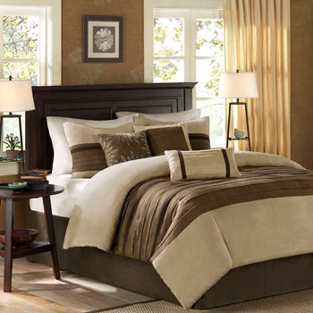 Palmer 7 Piece Pieced Faux Suede Comforter Set