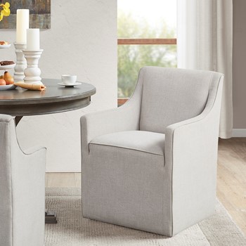 Charlotte Upholstered Dining Arm Chair with Hidden Casters