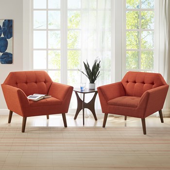 Newport Wide Mid-Century Modern Lounge Chair Set of 2