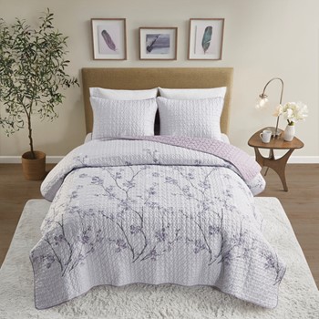 Madison Park Bellagio 6 Piece Jacquard Quilt Set with Throw Pillows