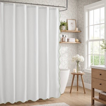 Wholesale Laura Ashley Petal Bloom Scalloped Shower Curtain