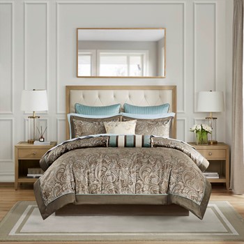 Aubrey 12 Piece Comforter Set with Cotton Bed Sheets