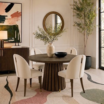 Wholesale Nicole Miller Camden Fluted 46"D Round Fluted Pedestal Wood Dining Table