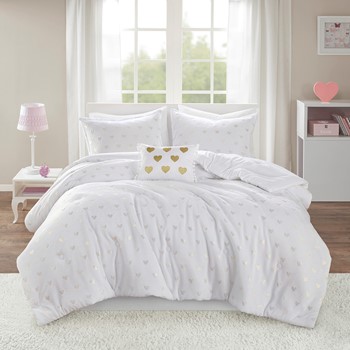 Wholesale Mi Zone Rosalie Metallic Printed Plush Comforter Set with Throw Pillow