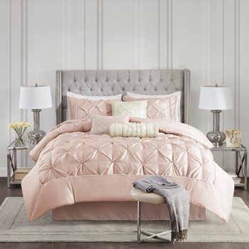 Laurel 100% Polyester Pieced Pleated 7pcs Tufted Comforter Set