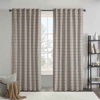 Anaheim Plaid Rod Pocket and Back Tab Curtain Panel with Fleece Lining