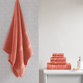 Intelligent Design Lita 6 Piece Cotton Jacquard Towel Set - Orange