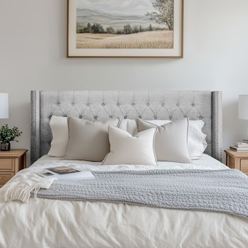 Wholesale Madison Park Amelia Upholstered Wingback Headboard with Button Tufting & Nailhead Trim