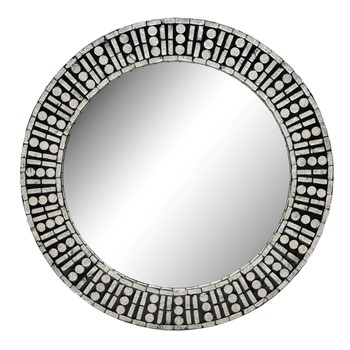 Wholesale Nicole Miller 24"D Round Capiz Shell Mosaic Wall Mirror/  Odeon