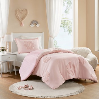 Gracie Floral Reversible Tufted Chenille Duvet Cover Set