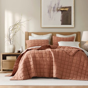 French Flax Linen Garment Washed Quilt Set