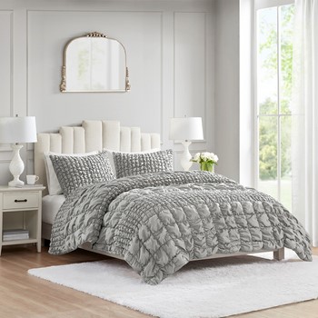 Wholesale Madison Park Evelyn 3 Piece Stripe Ruched Comforter Set