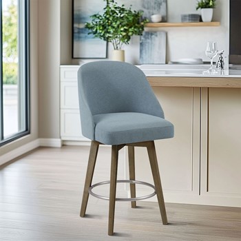 Wholesale Madison Park Pearce Swivel Upholstered Counter Stool with Solid Wood Legs & Metal Footrest