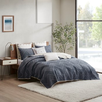 Pomona 3 Piece Embroidered Cotton Quilt Set