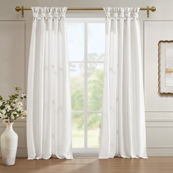 Wholesale Madison Park Emilia 100% Polyester Solid Faux Silk Lined Twist Tab Window Curtain