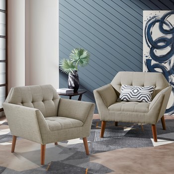 Newport Wide Mid-Century Modern Lounge Chair Set of 2