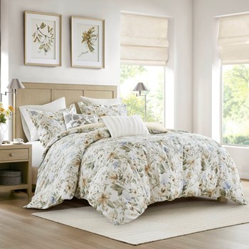 Herbal 5 Piece Cotton Sateen Print Duvet Set