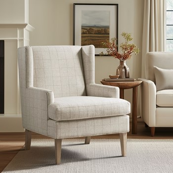 Decker Plaid Wingback Armchair
