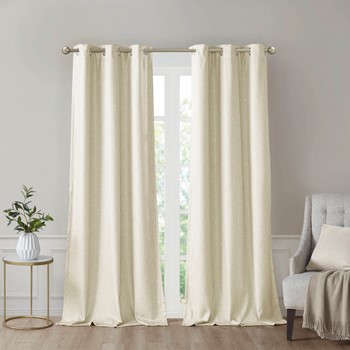 Como Tonal Printed Faux Silk Room Darkening Curtain Panel Pair