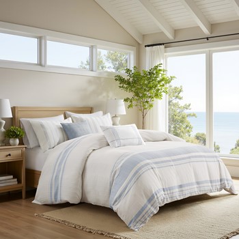 Wholesale Harbor House Blue Morgan 5 Piece Cotton Jaquard Duvet Set