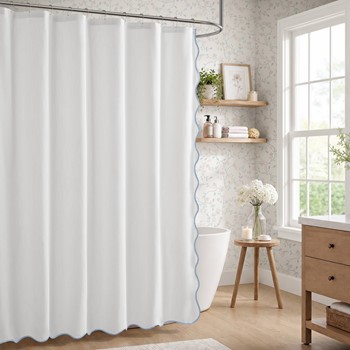 Wholesale Laura Ashley Petal Bloom Scalloped Shower Curtain