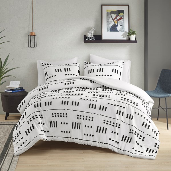 Riku Clip Jacquard Comforter Set - Black/White - Intelligent Design