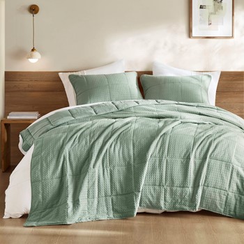 Wholesale Comfort Spaces Aera Waffle Weave Textured Quilt Set