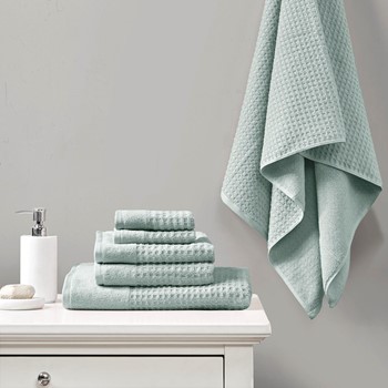 Spa Waffle Cotton Jacquard Bath Towel 6 Piece Set