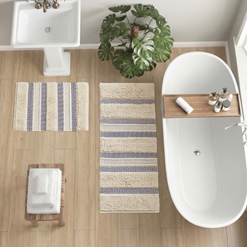 Wholesale INK+IVY Asher Woven Texture Stripe Bath Rug