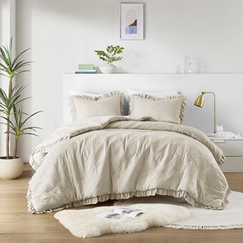 Wholesale Comfort Spaces Hannah Diamond Quilted Ruffle Edge Comforter Set