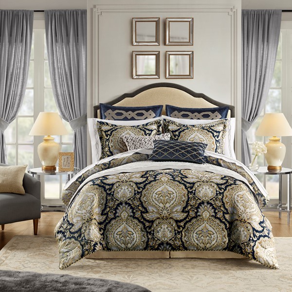 LV Inspired - Bedding set (4pc: comforter, flat sheet, 2