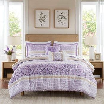Wholesale Madison Park Caralie 5 Piece Seersucker Comforter Set with Throw Pillows