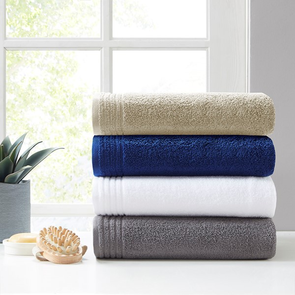 6-Piece Taupe/Black Luxury Quick Dry 100% Cotton Bath Towel Set