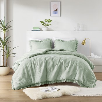 Wholesale Comfort Spaces Hannah Diamond Quilted Ruffle Edge Comforter Set