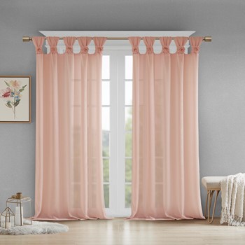 Wholesale Madison Park Rosette Floral Embellished Cuff Tab Top Solid Curtain Panel